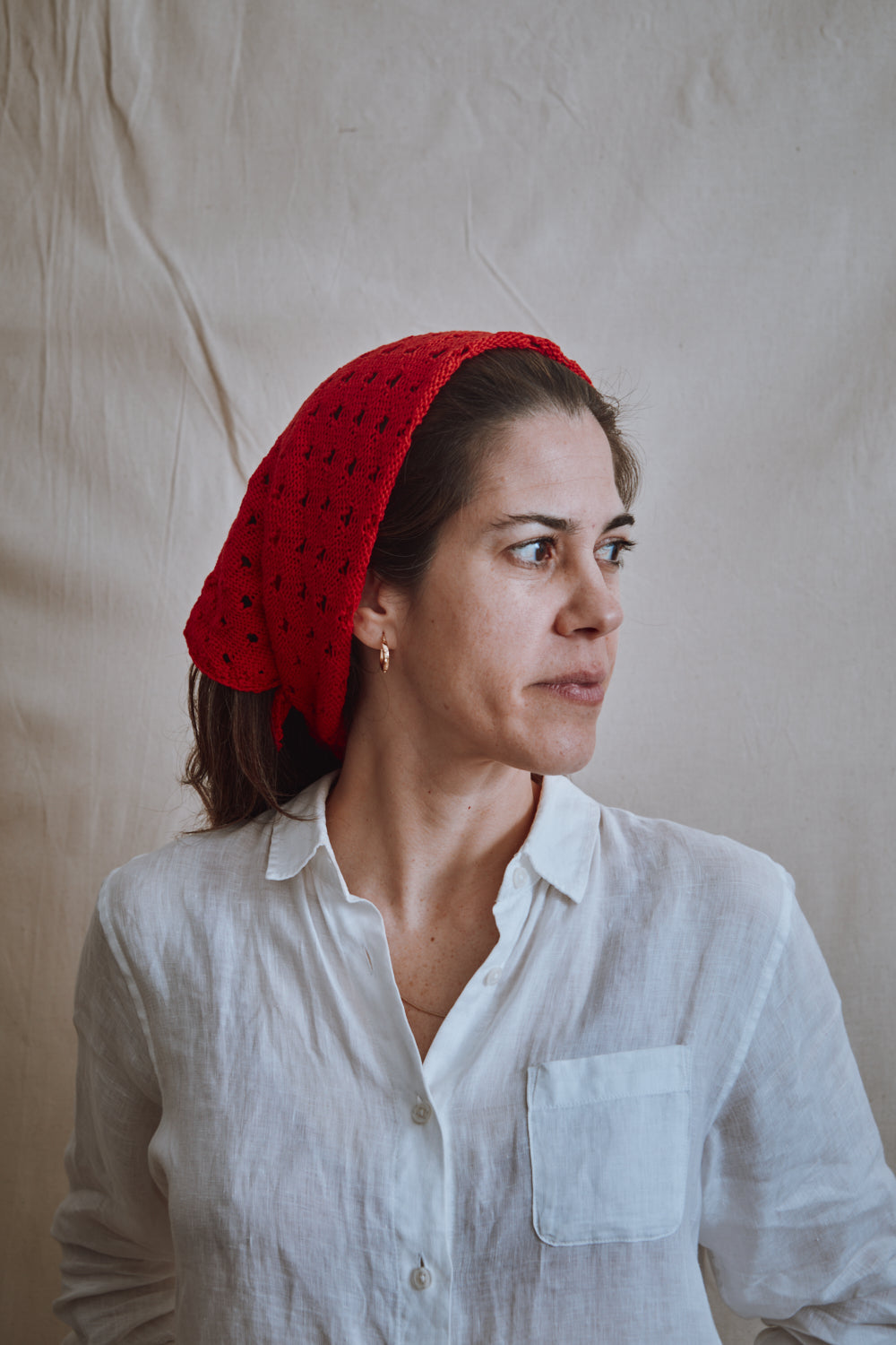 Item #350 - JASMINE Bandana Scarf in Organic Cotton - Red