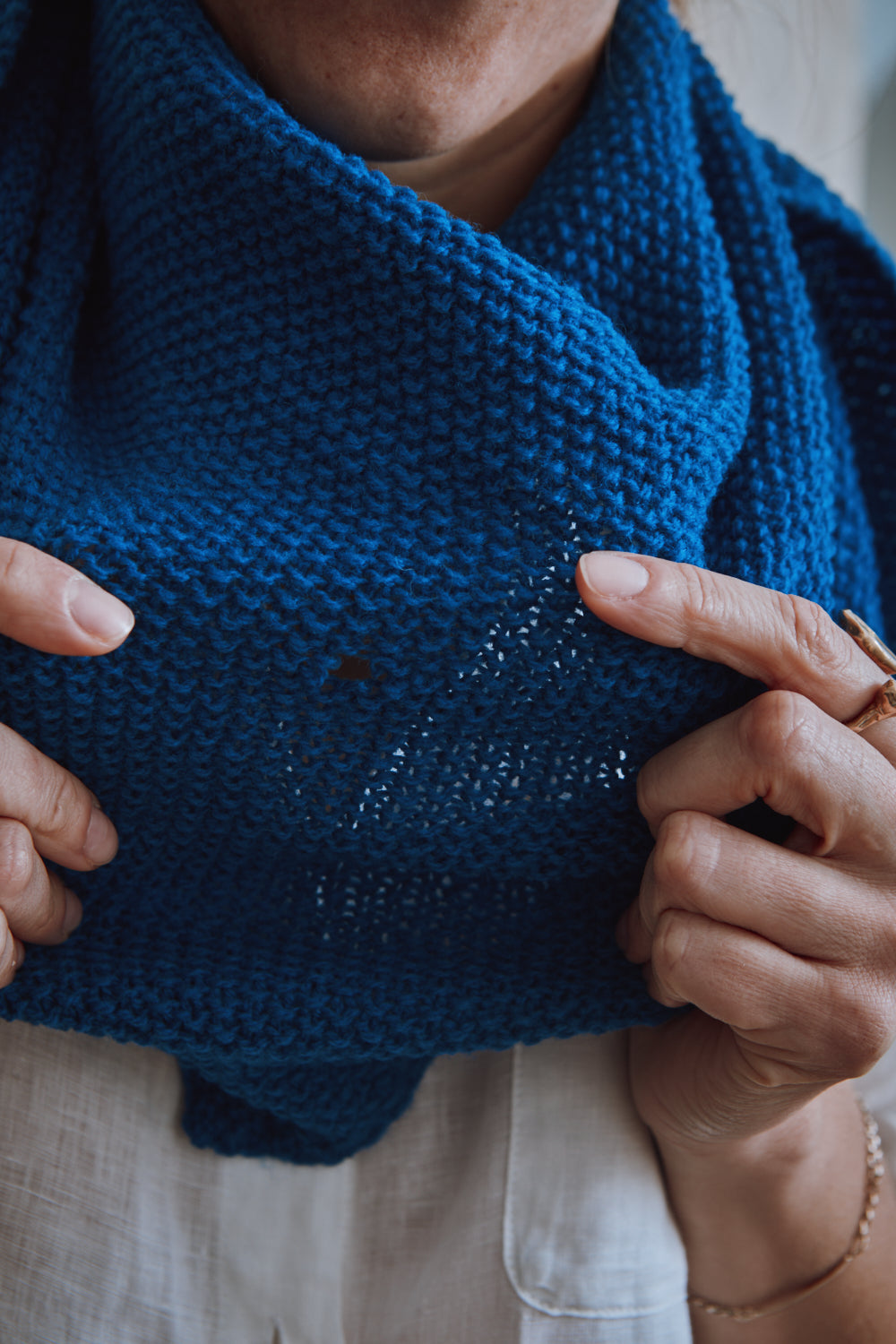 Item #400 - HORTENSE Bandana in Merino Wool - Cobalt blue