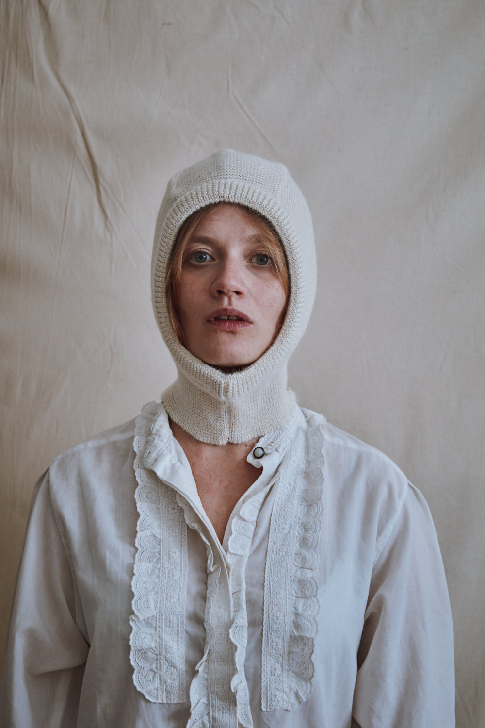 Item #433 - JACQUELINE Hood in Alpaca Wool - Off-White