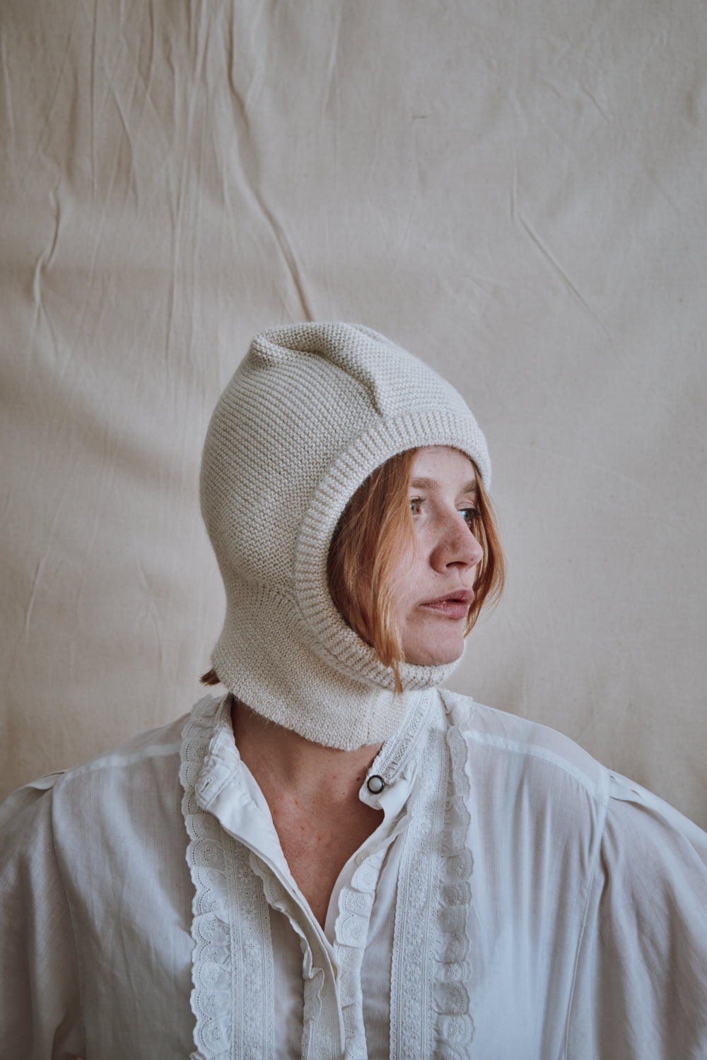 Item #434 - JACQUELINE Hood in Alpaca Wool - Off-White
