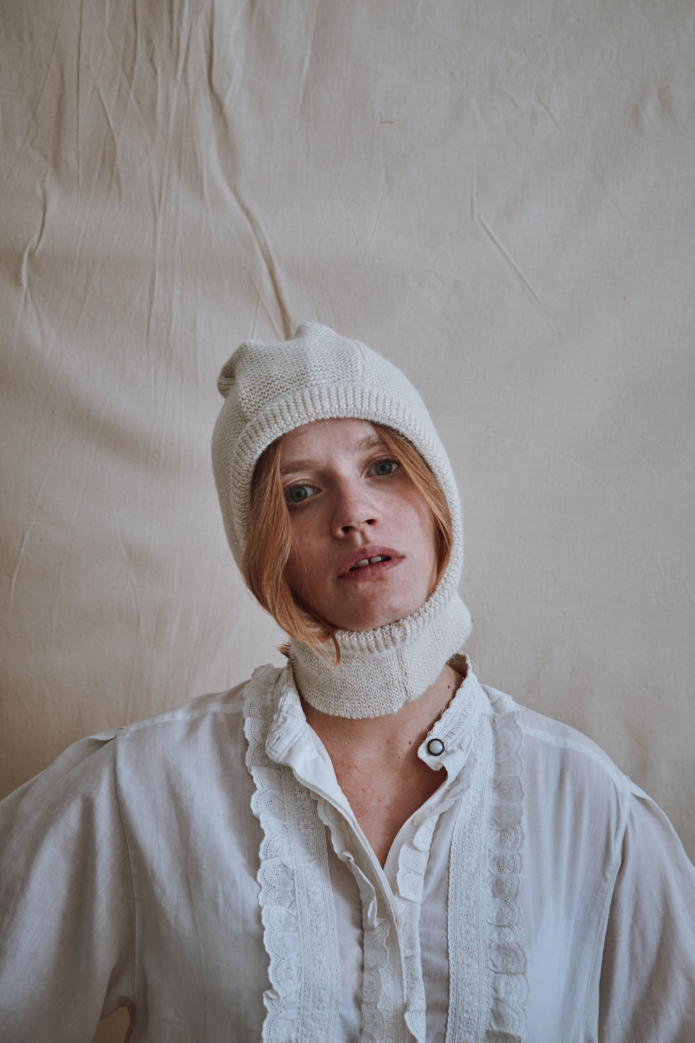 Item #434 - JACQUELINE Hood in Alpaca Wool - Off-White