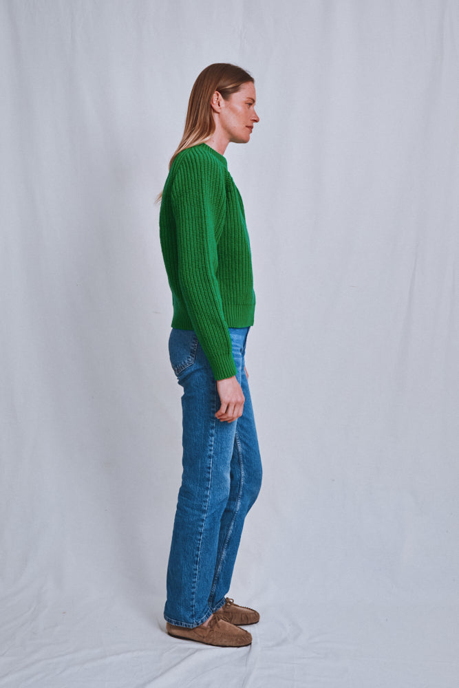 Item #597 - AGNÈS Raglan Sweater in Merino Wool - Parrot Green