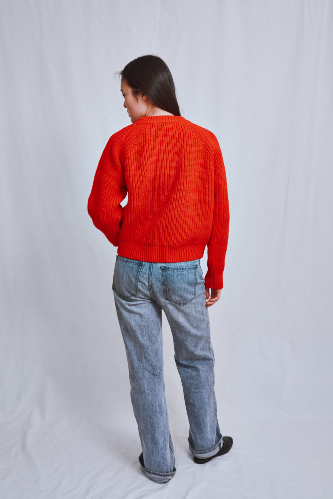 Référence n° 599 - Pull raglan AGNÈS en laine mérinos - Rouge