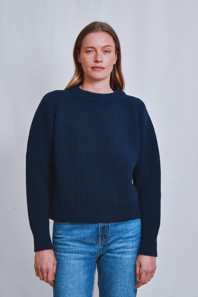 Item #598 - AGNÈS Raglan Sweater in Merino Wool - Navy