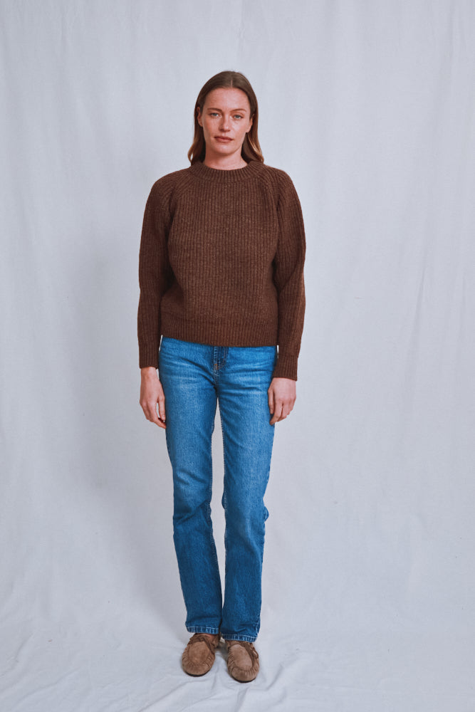 Item #601 - AGNÈS Raglan Sweater in Merino Wool - Chocolat