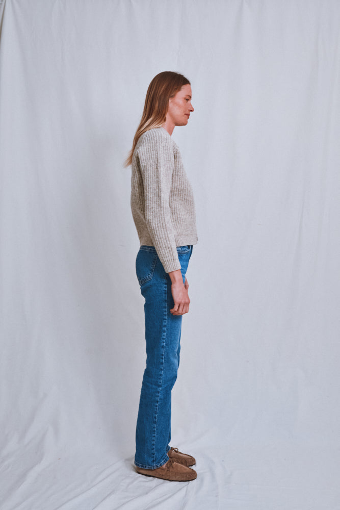 Item #619 - ANNA V-Neck Cardigan in Merino Wool - Beige