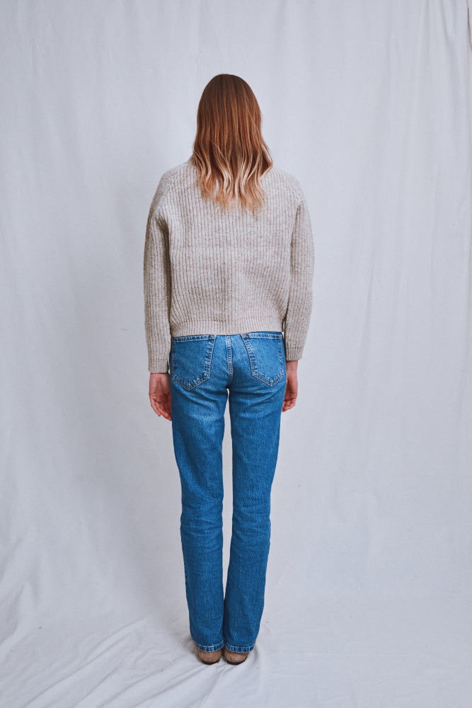 Item #619 - ANNA V-Neck Cardigan in Merino Wool - Beige