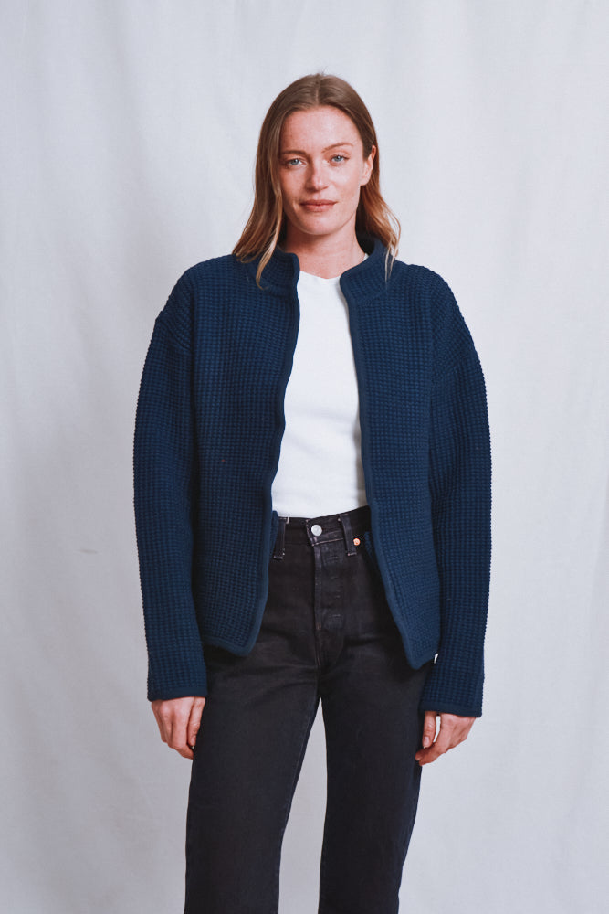 Item #652 - DELPHINE Bell-Sleeve Knit Jacket in Merino Wool - Navy