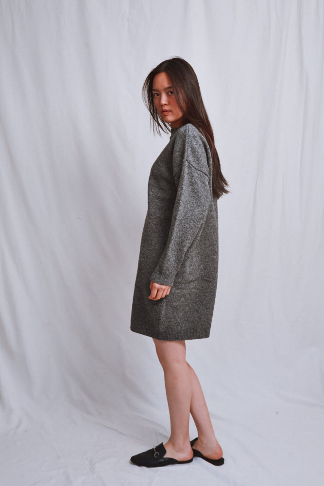 Item #569 - PERRINE Sweater Dress in Merino Wool - Ash Grey