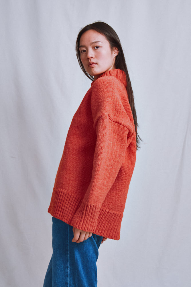 Item #612 - STEPHANIE Oversize Sweater in Merino Wool - Coral