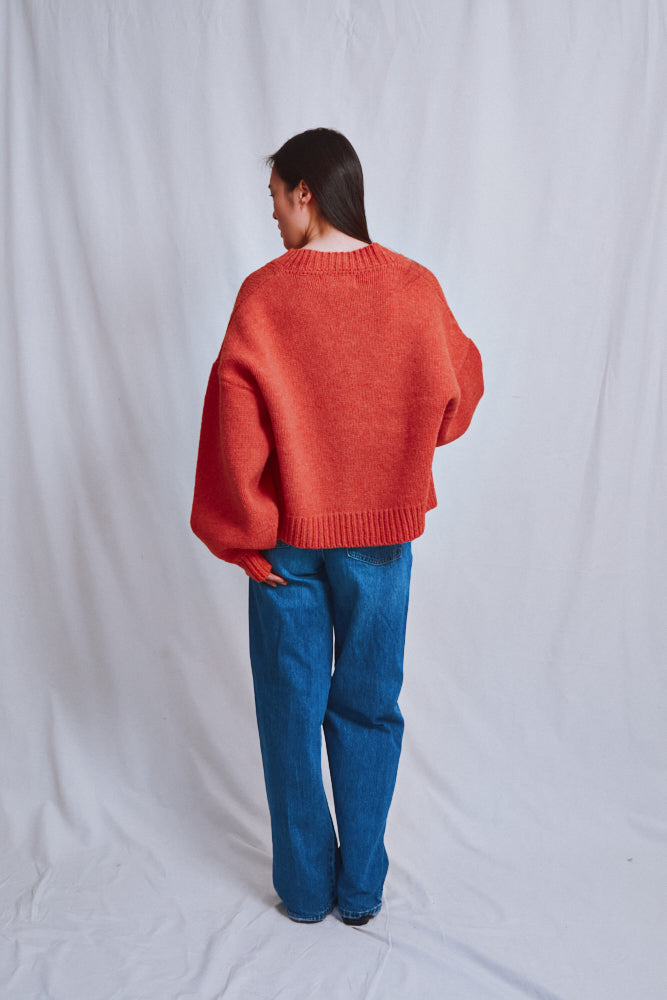 Item #681 - LUNA Batwing Cardigan in Merino Wool - Coral