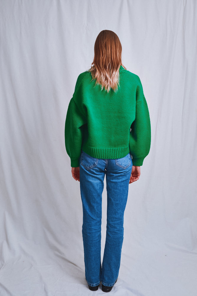 Item #676 - LUNA Batwing Cardigan in Merino Wool - Parrot Green