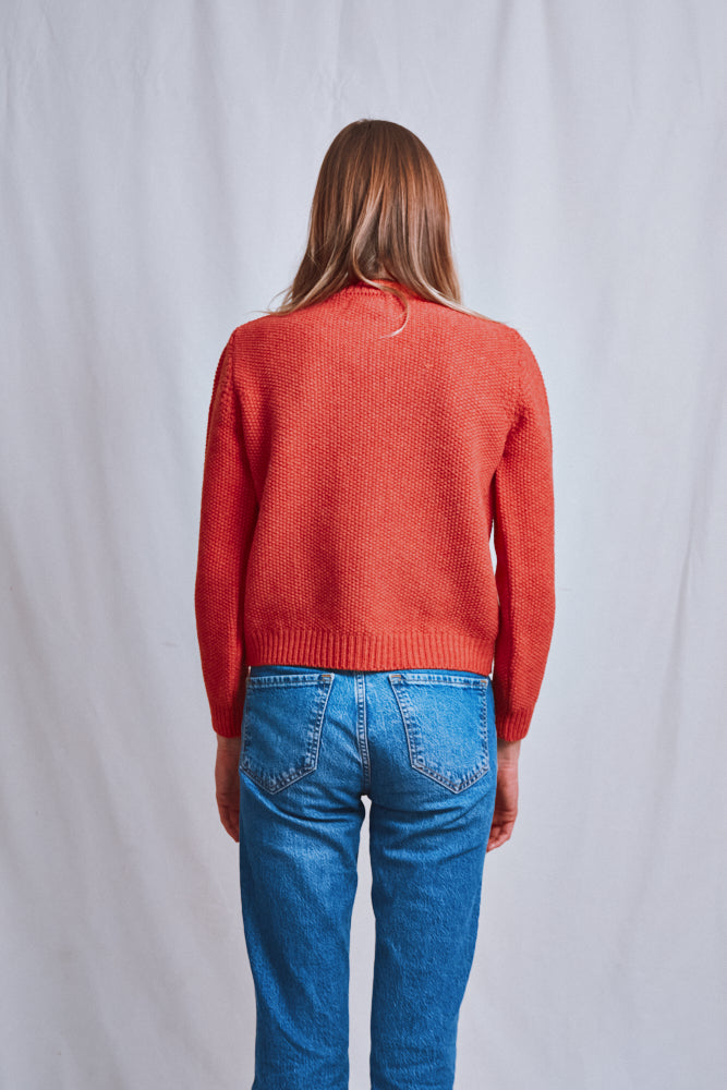 Référence n° 693 - Cardigan SONIA en laine mérinos - Corail
