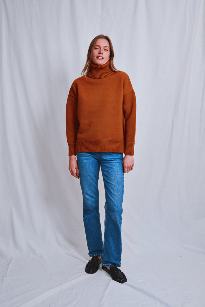 Item #467 - THERESE Turtleneck Sweater in Merino Wool - Amber