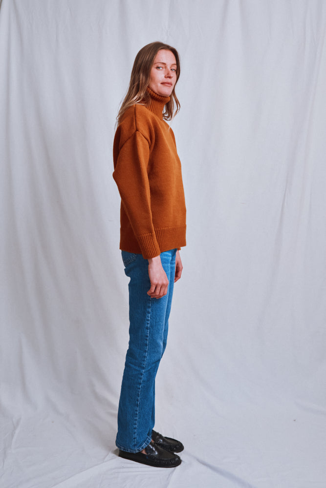 Item #467 - THERESE Turtleneck Sweater in Merino Wool - Amber