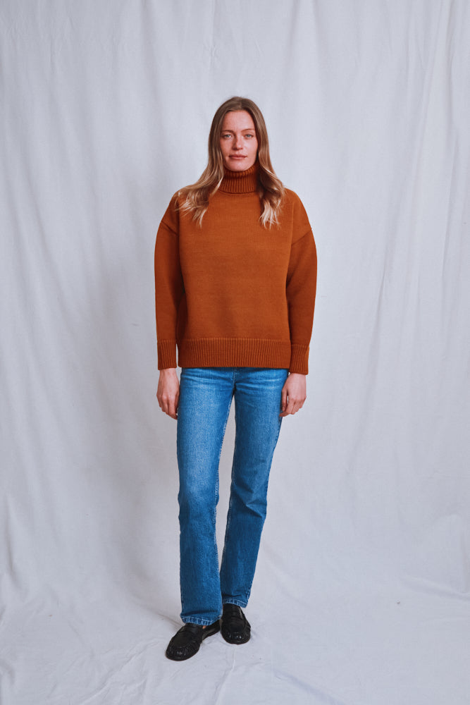 Item #469 - THERESE Turtleneck Sweater in Merino Wool - Amber