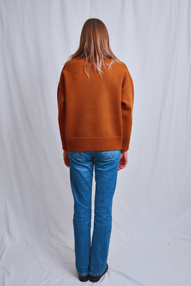 Item #469 - THERESE Turtleneck Sweater in Merino Wool - Amber