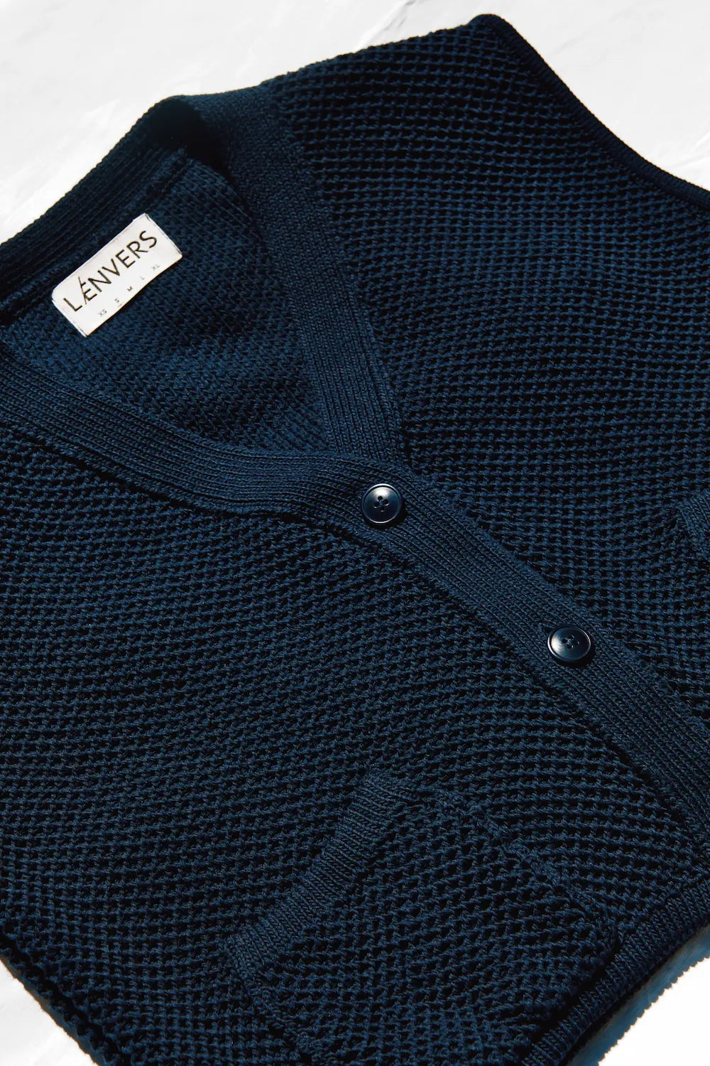 ELEONORE Cardigan sans manches à col en V en coton biologique - Bleu marine