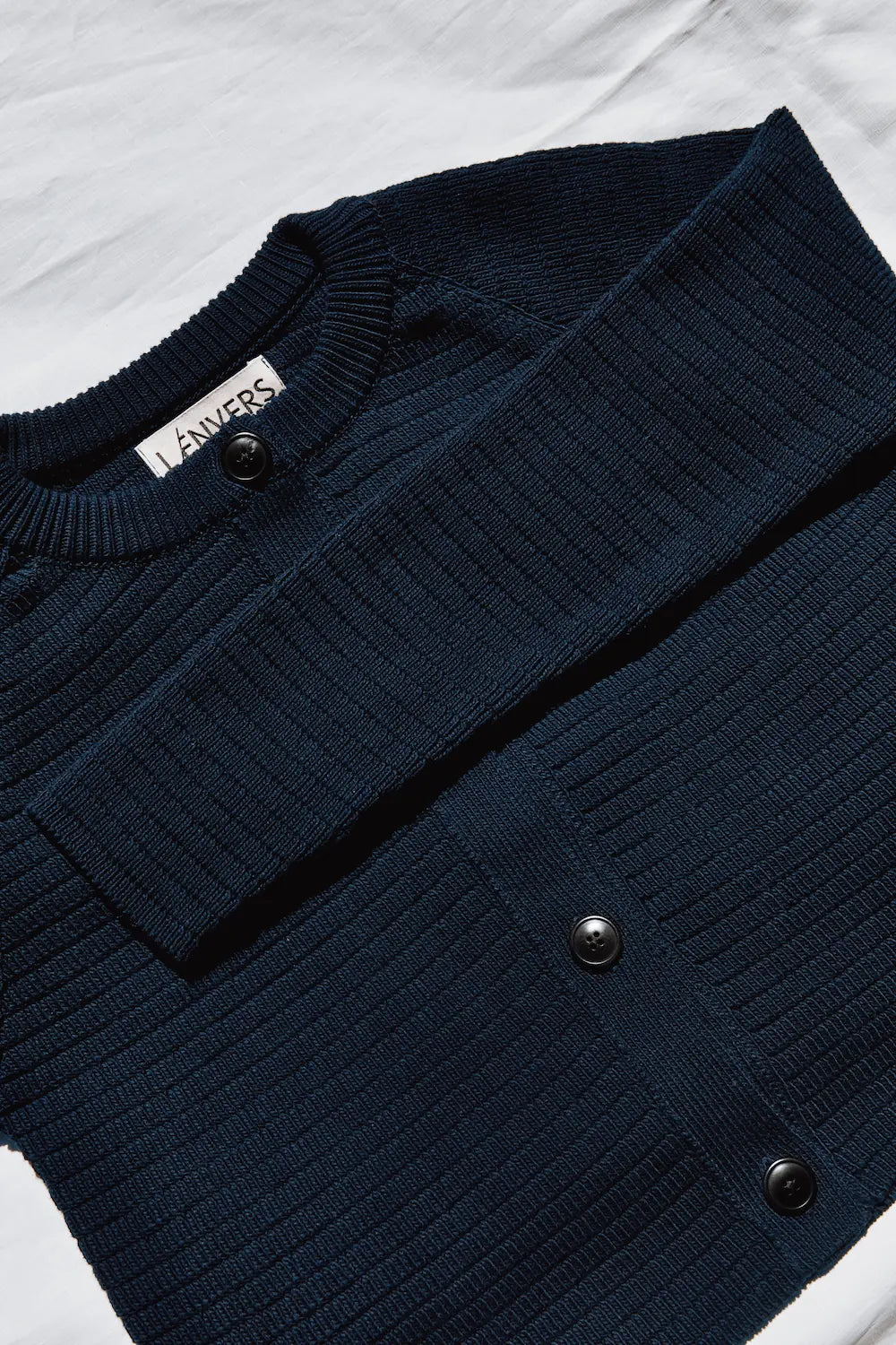 VALÉRIE Cardigan court en coton biologique - Bleu marine