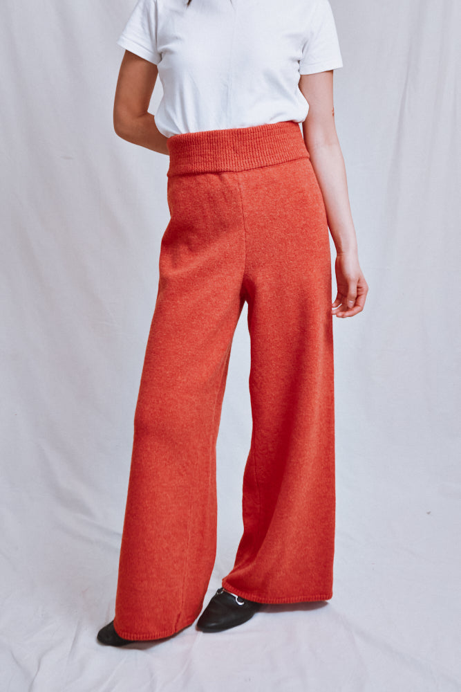 Item #567 - HELENE Knit Pants in Merino Wool - Coral