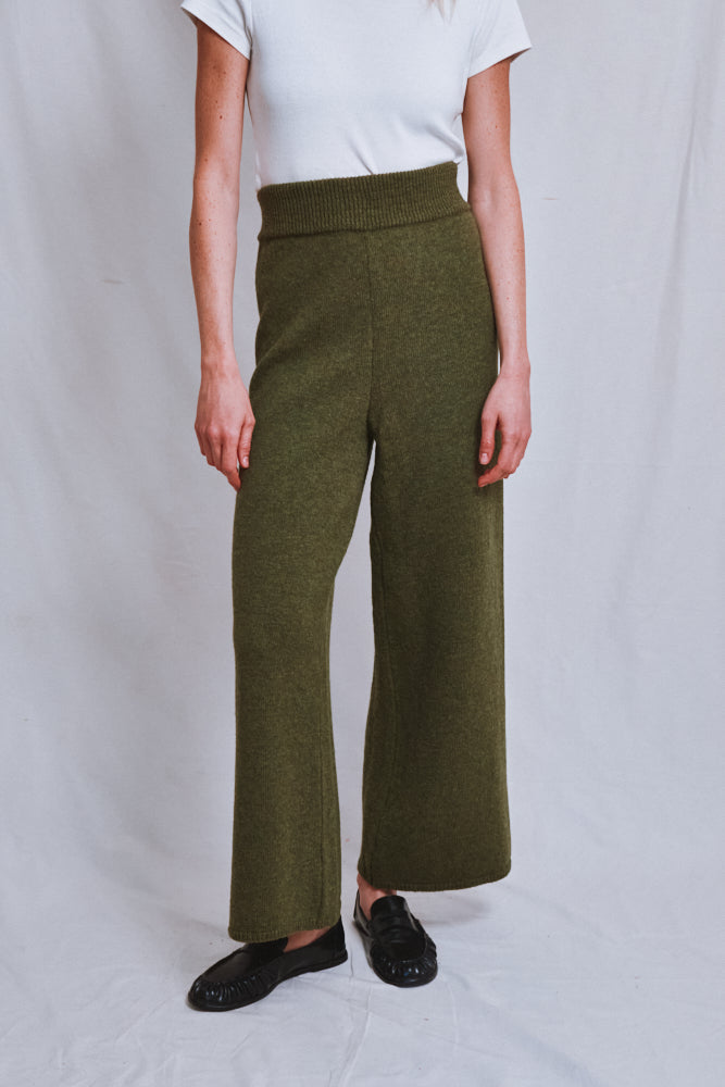 Item #564 - HELENE Knit Pants in Merino Wool - Olive Green