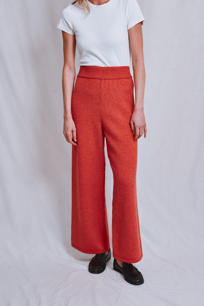 Item #566 - HELENE Knit Pants in Merino Wool - Coral