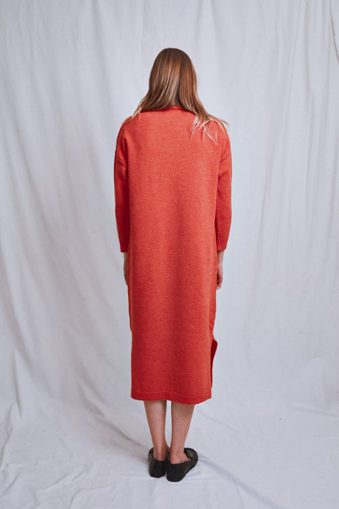Item #558 - FREYA Knit Dress in Merino Wool - Coral