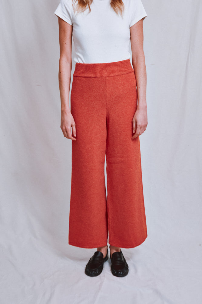 Item #555 - HELENE Knit Pants in Merino Wool - Coral