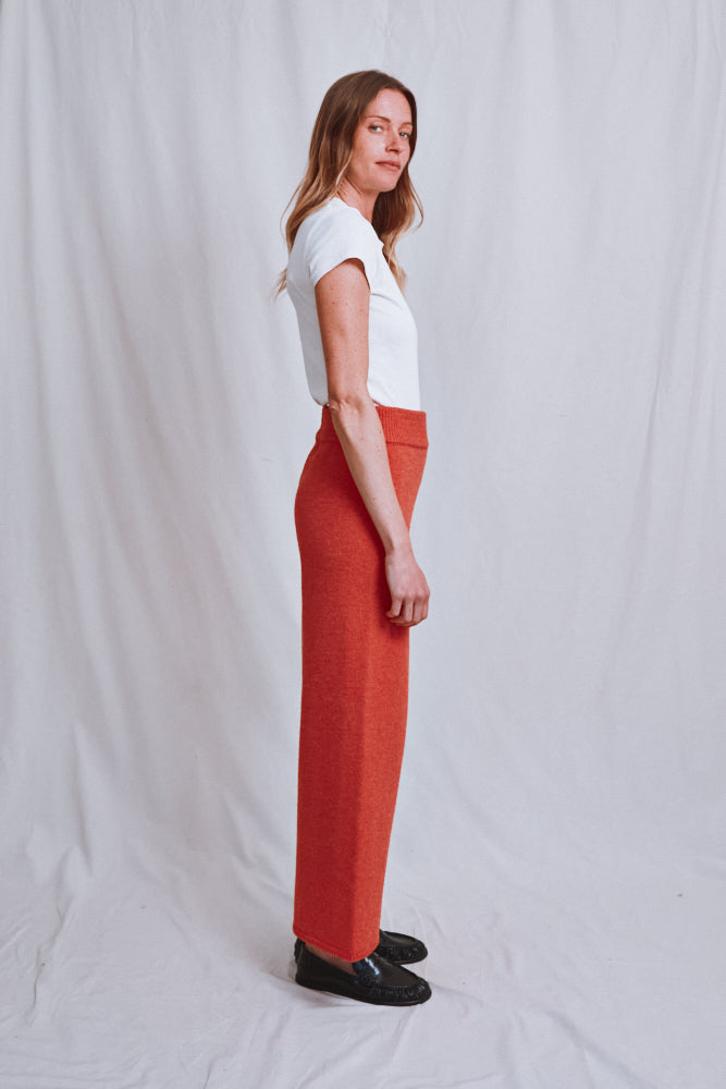Item #555 - HELENE Knit Pants in Merino Wool - Coral