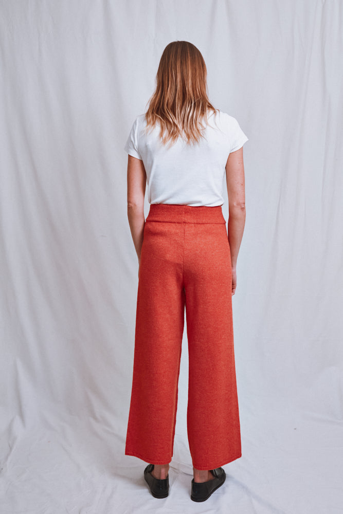 Item #555 - HELENE Knit Pants in Merino Wool - Coral