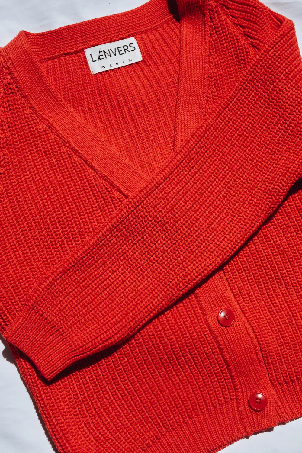 ANNA Cardigan à col en V en coton biologique - Rouge