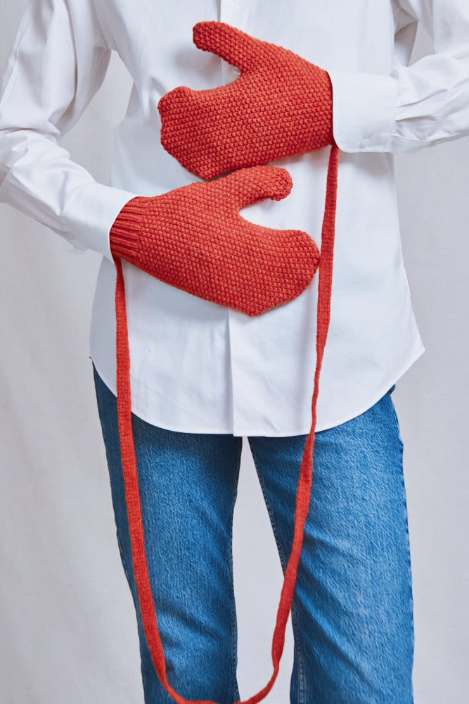Item #707 - ELENA wool mittens - Coral