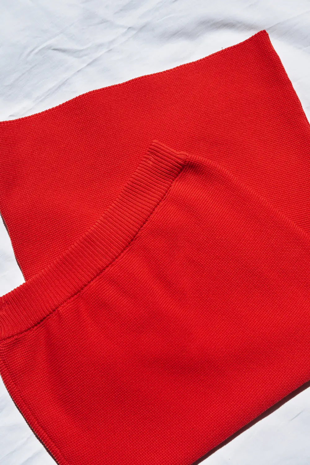 CECILE Straight Midi Skirt in Organic Cotton - Red