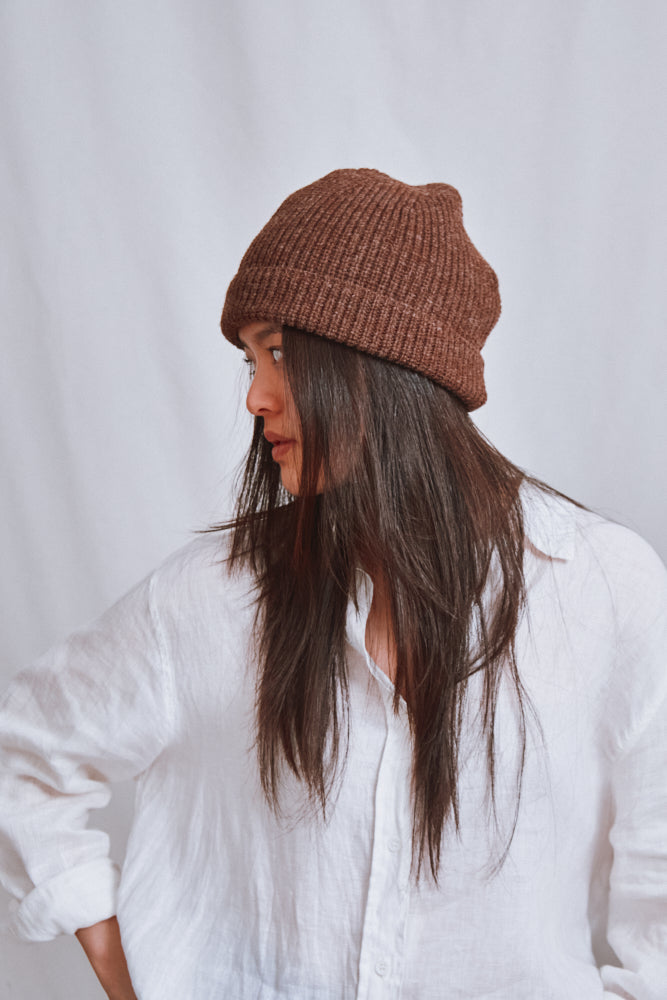 Item #711 - PAUL Beanie in Merino Wool - Chocolat