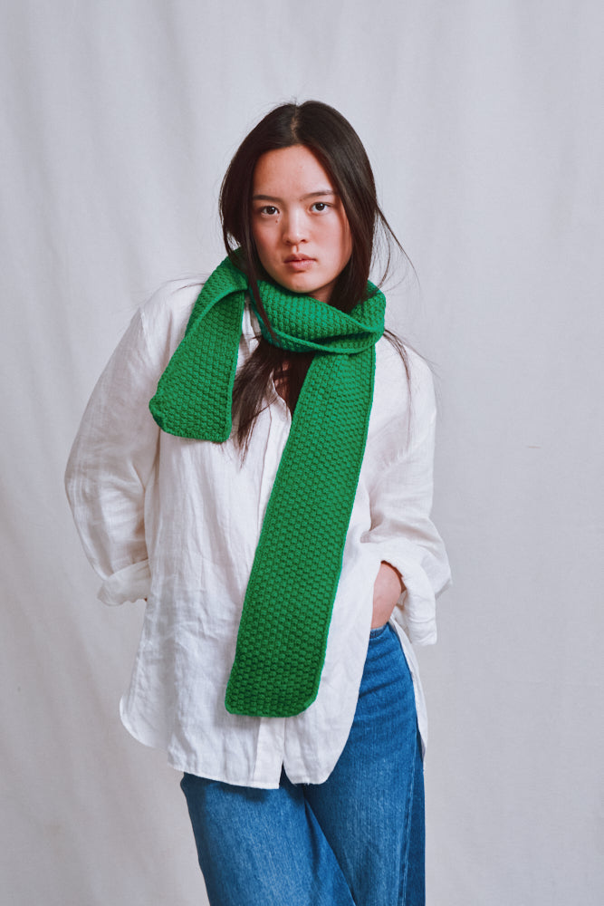 Item #715 - ROSALIE Thin Scarf in Merino Wool - Parrot Green