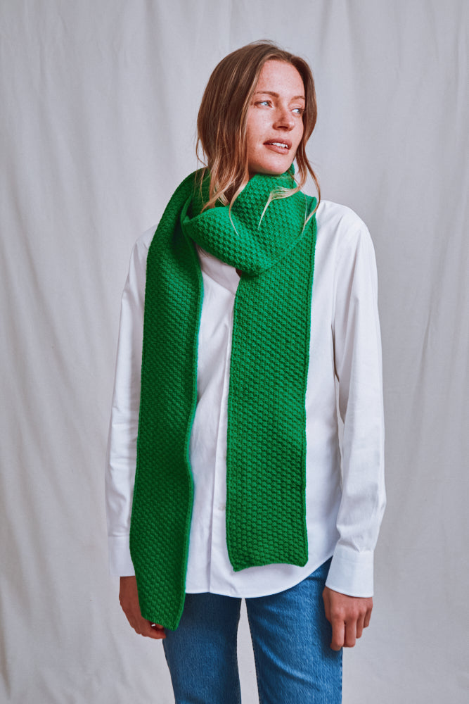 Item #716 - ROSALIE Thin Scarf in Merino Wool - Parrot Green