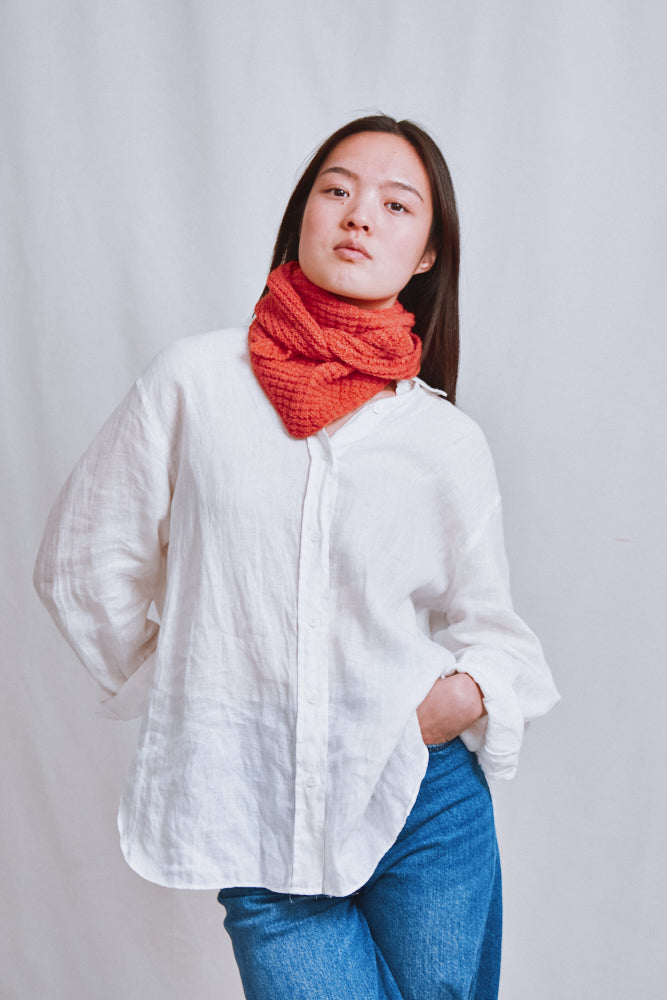 Item #727 - ROCIO Waffle Bandana in Merino Wool - Coral