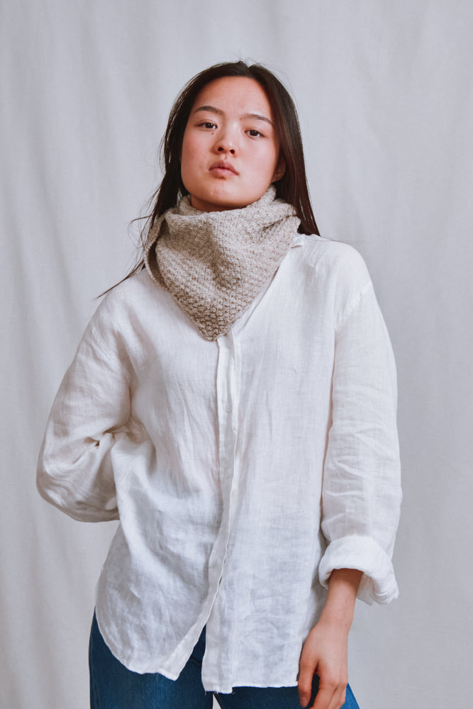Item #729 - ROCIO Waffle Bandana in Merino Wool - Beige