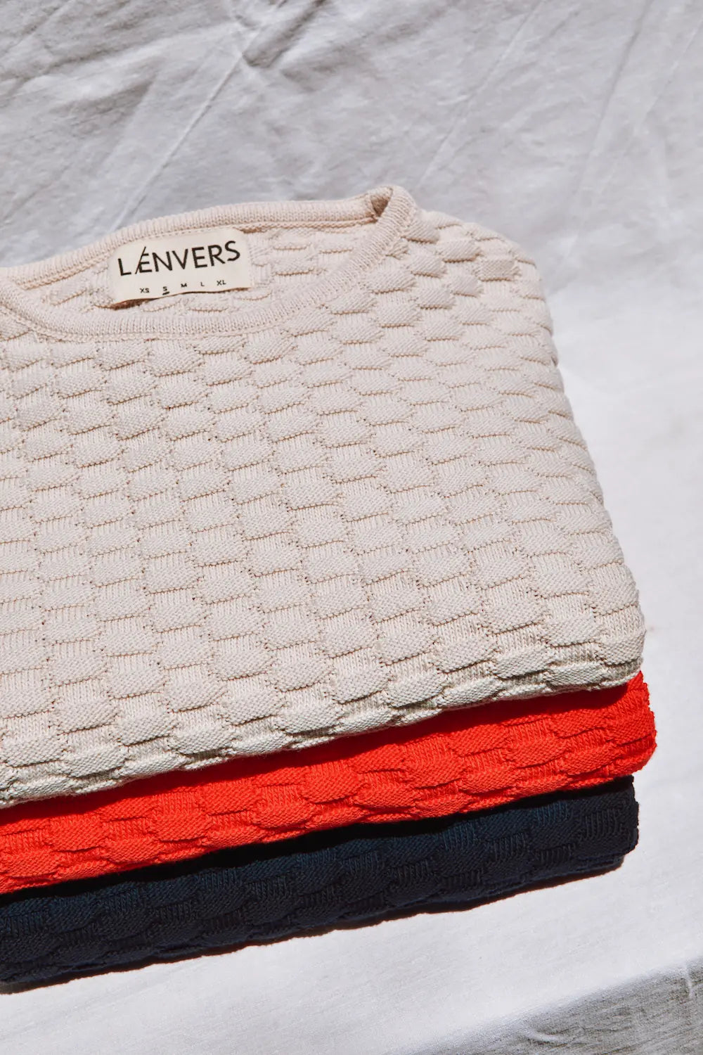 SIDONIE Basketweave-Knit Tee in Organic Cotton - Navy