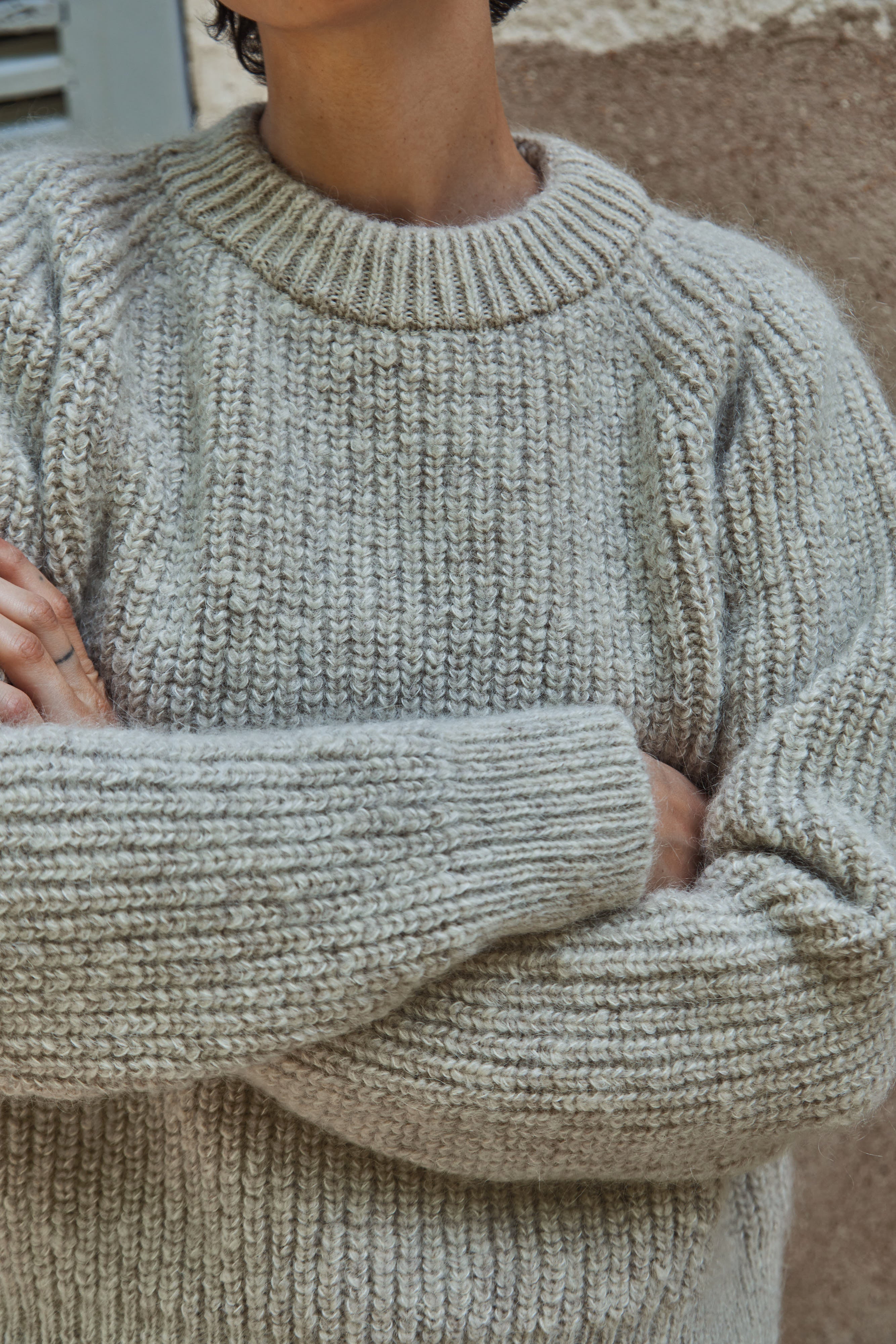 AGNES Cardigan- 100% Cruelty Free Mohair Merino Wool in beige- Spanish Merino Wool sweater - L'Envers
