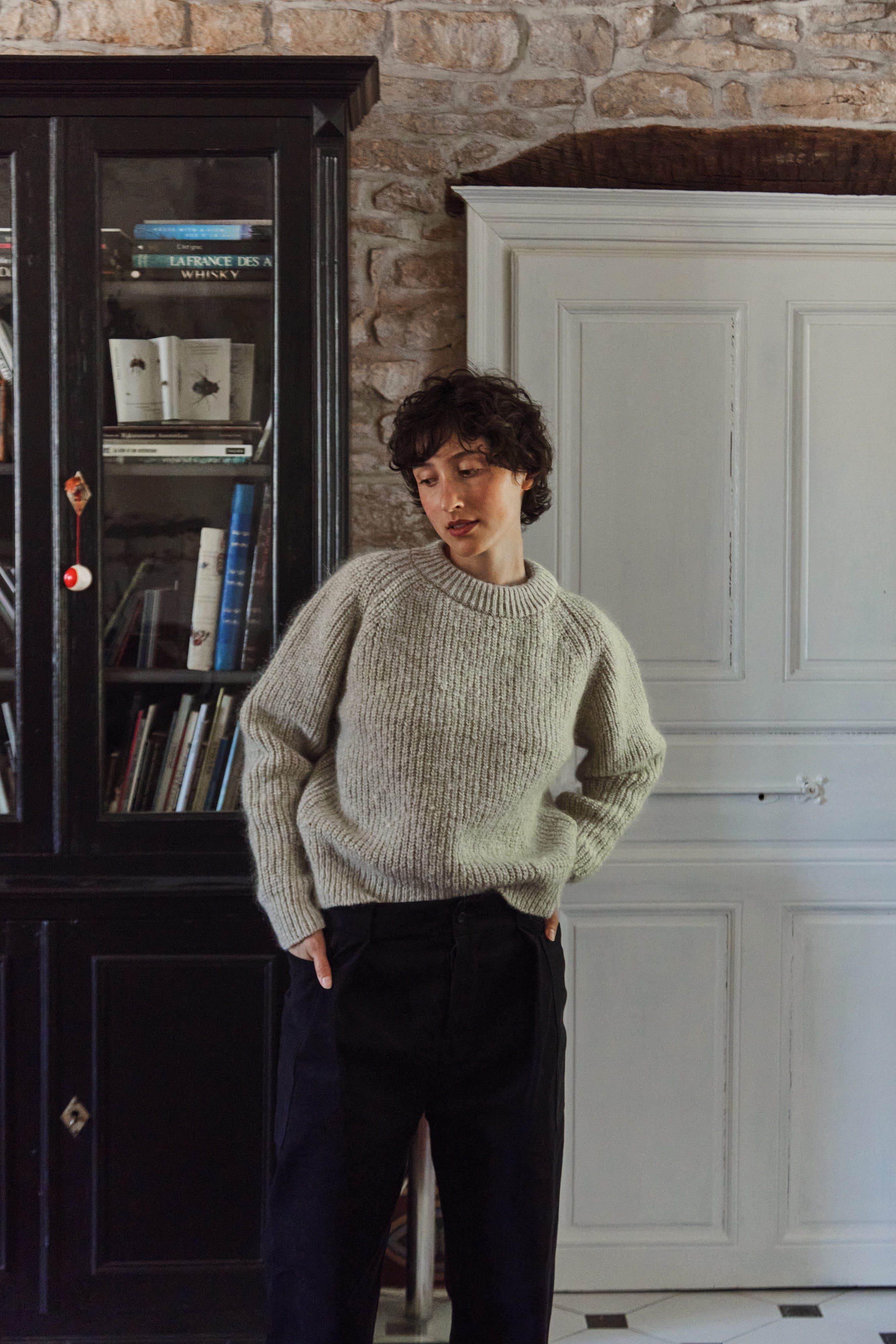 AGNES Cardigan- 100% Cruelty Free Mohair Merino Wool in beige- Spanish Merino Wool sweater - L'Envers