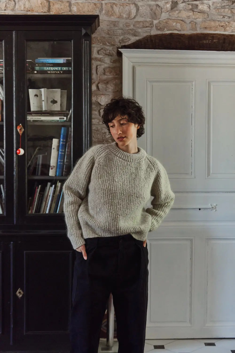 AGNÈS Raglan Sweater in Merino-Mohair Wool - Beige