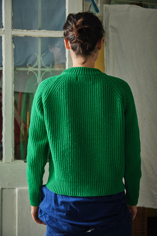 AGNES Sweater - 100% Cruelty Free Merino Wool in Green Parrott- Spanish Merino Wool sweater - L'Envers