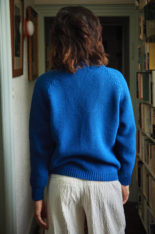 ANNIE Cardigan- 100% Cruelty Free Merino Wool in blue klein - Spanish Merino Wool sweater - L'Envers
