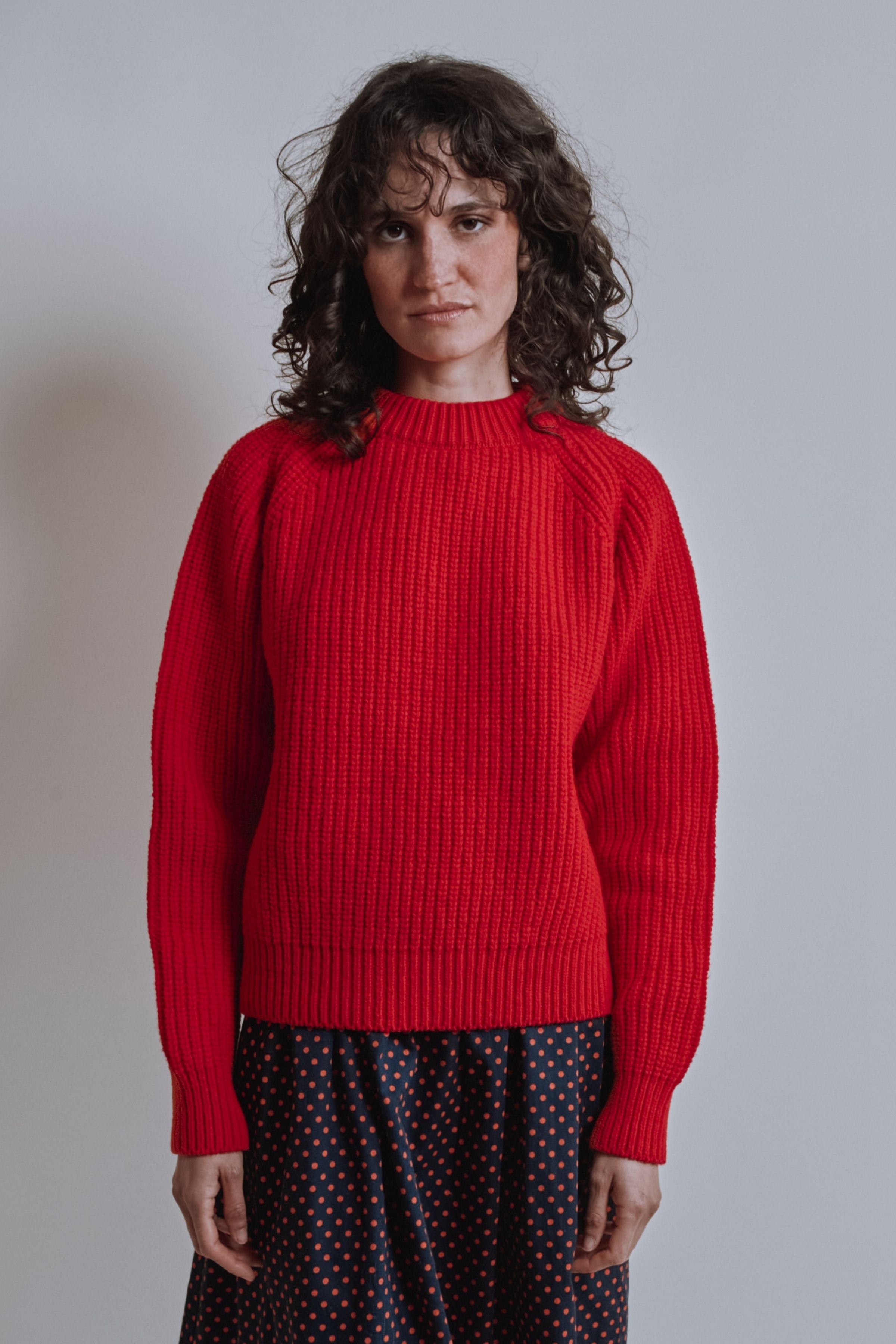 AGNÈS Raglan Sweater in Merino Wool - Red