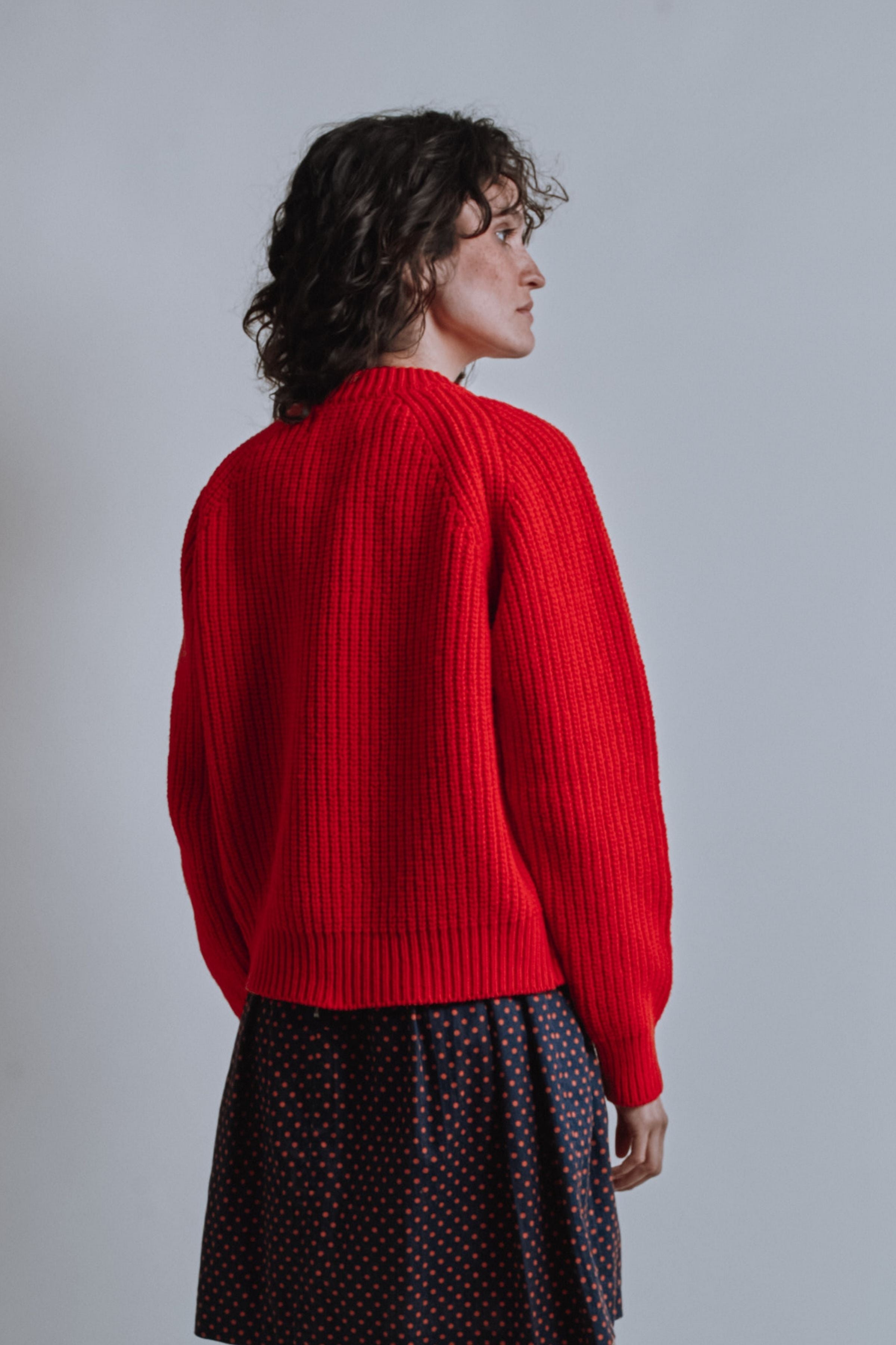 AGNÈS Raglan Sweater in Merino Wool - Red
