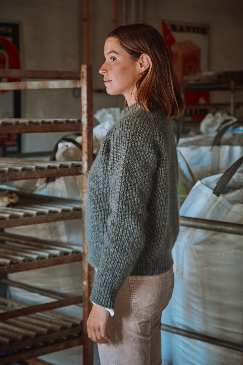 AGNÈS Raglan Sweater in Merino-Mohair Wool - Ash Grey - Spanish Merino Wool Cardigan - L'Envers