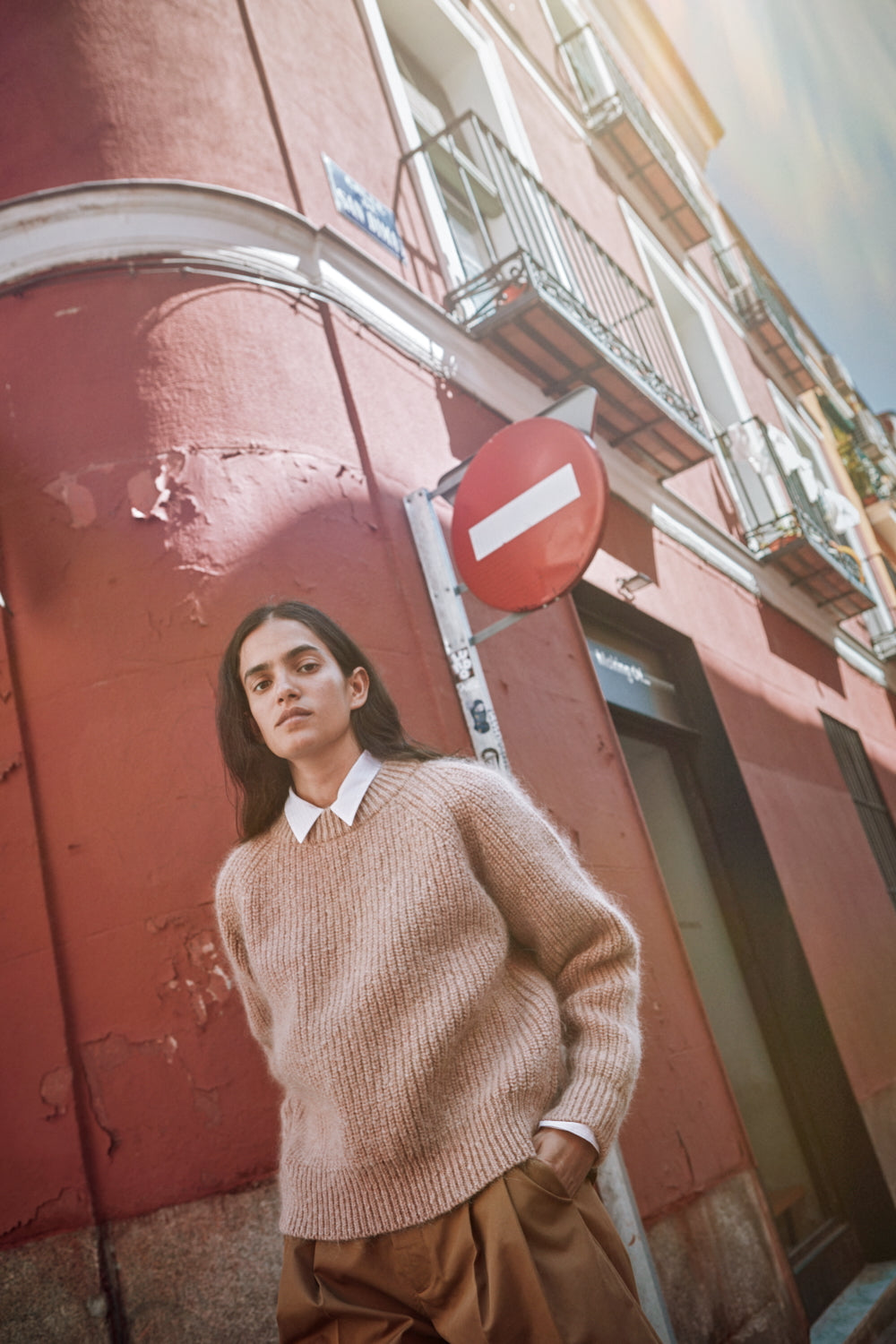 AGNÈS Raglan Sweater in Merino-Mohair Wool - Light Pink