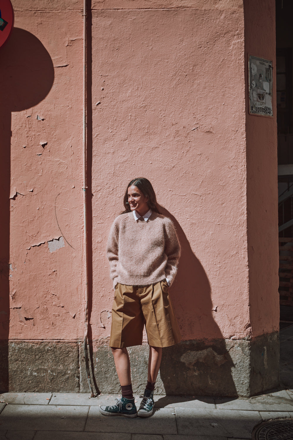 AGNÈS Raglan Sweater in Merino-Mohair Wool - Light Pink