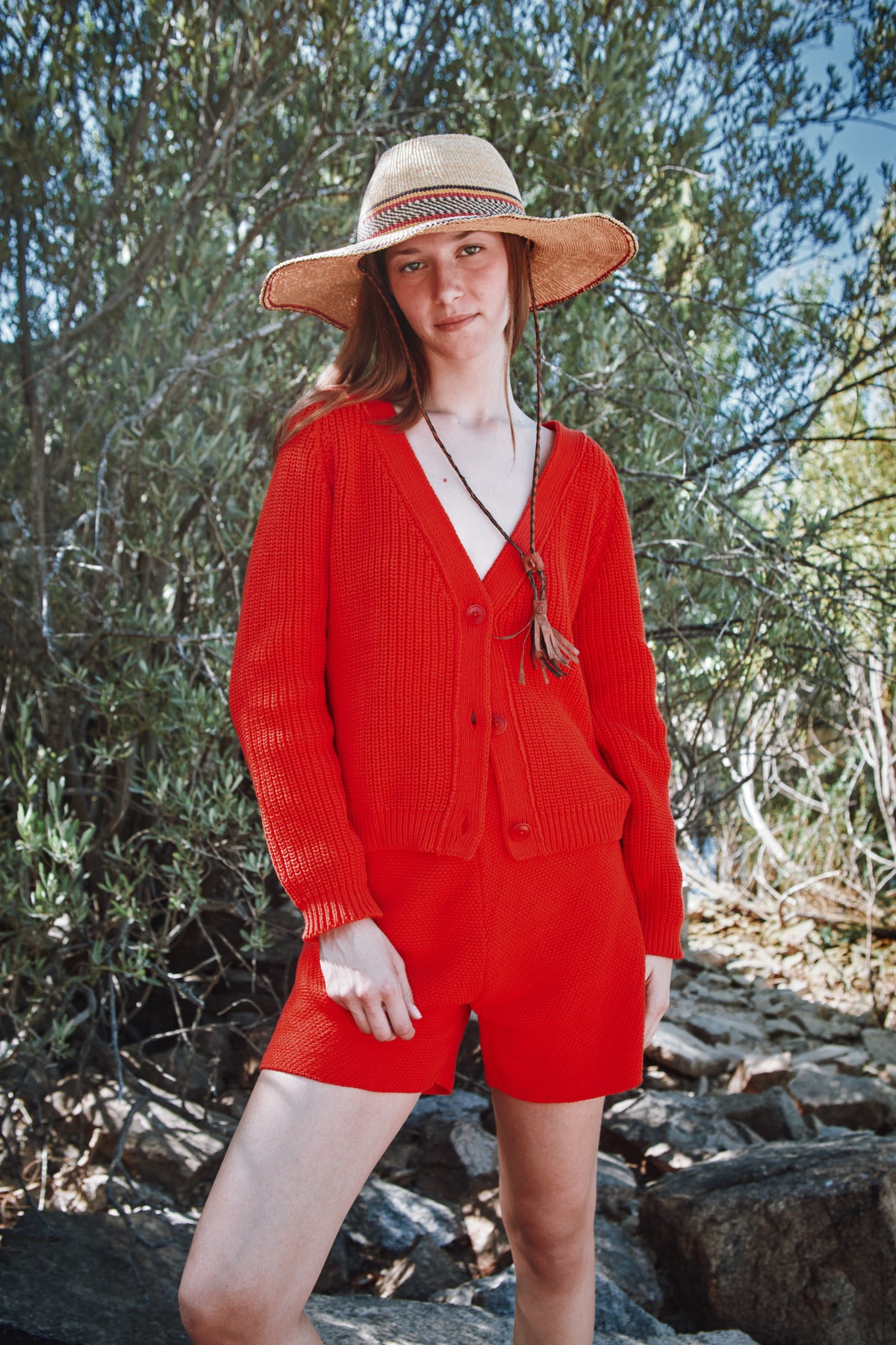 ANNA Cardigan in Red - 100% Organic Cotton - L'Envers